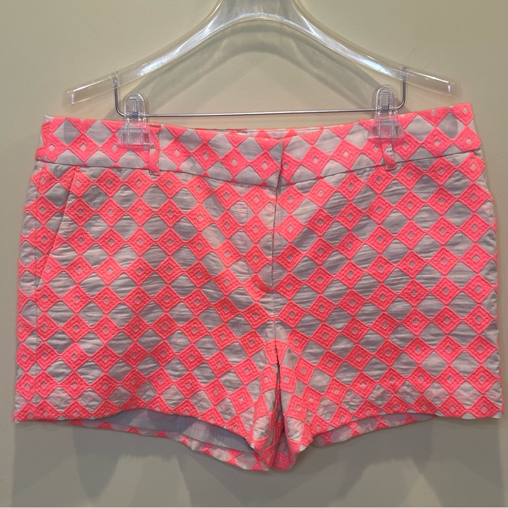 LOFT High Waist Coral and Tan Chino Shorts
